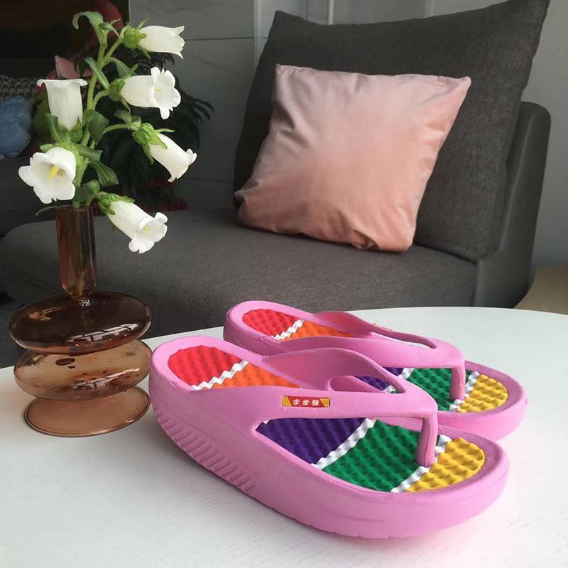 Net Red Flip-flops Female Thick Bottom Summer Outside Wear Sandals Beach Shoes Shake Massage Bathroom Non-slip Slippers