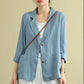 Loose Solid Color Cotton and Linen Small Suit Spring and Summer Linen Top All-match Long-sleeved Casual Temperament Jacket Women