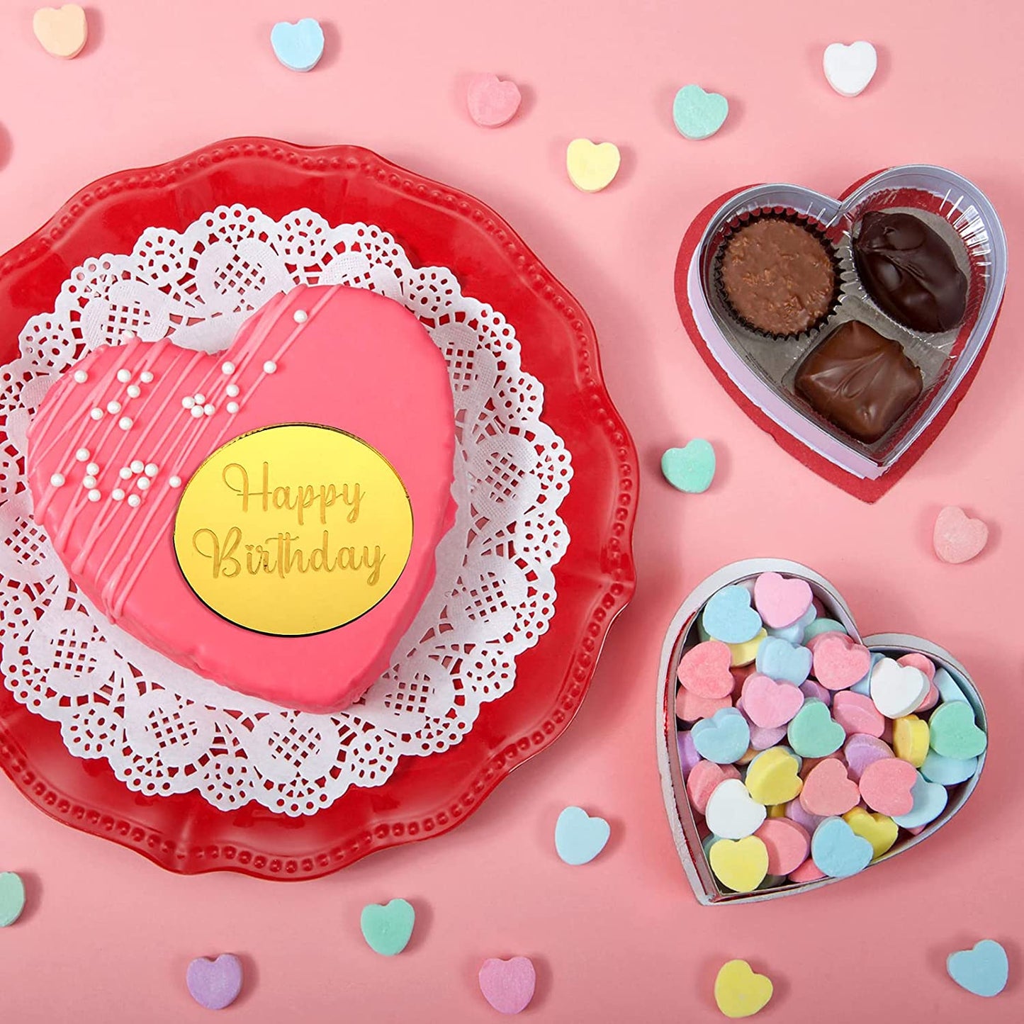 20 Pieces Acrylic Cake Disc Acrylic Cupcake Toppers Mirror Acrylic Cake Toppers Round Birthday Engraved Topper Charms for DIY Cupcake Decoration