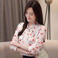 Korean Women's Long-sleeved Chiffon Shirt Lace-up Bow Women Blouse Lady Long Shirt Plus Size Casual Women Chiffon Blouse Puff Sleeve Blouse