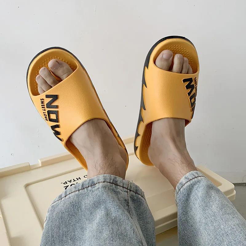Men's Slippers Outside Wear Bathroom Non-slip Thick Bottom Wear-resistant Slippers Summer
