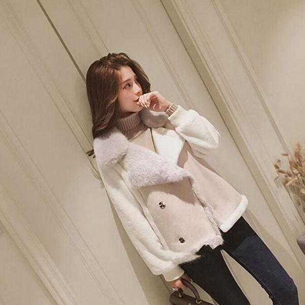 Autumn and Winter Korean Style Loose Fur One Locomotive Suede All-match Casual Short Lamb Wool Coat Women