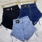 Drawstring High Waist Denim Shorts Women's Summer Sexy Thin Wide Leg Pants Girls Versatile Personality Shorts