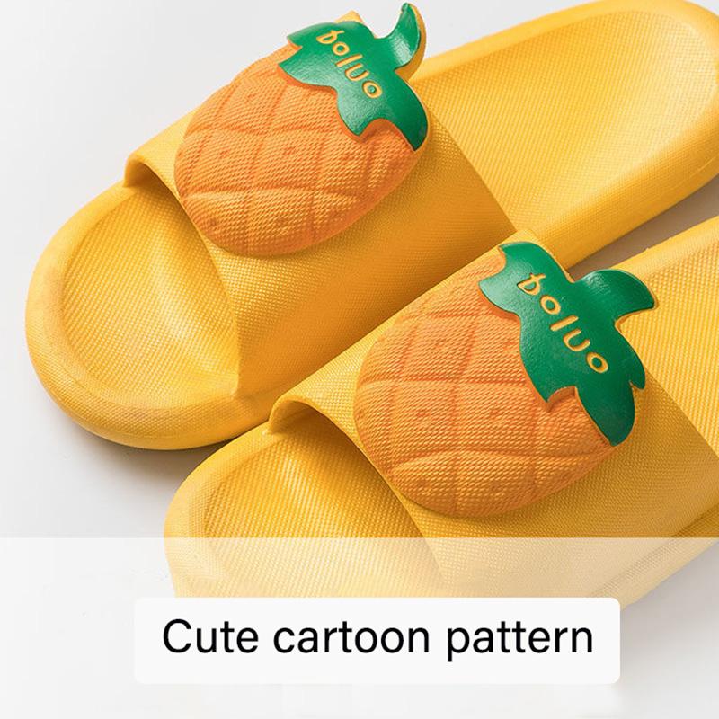 WTEMPO Slippers Women External Wear Cartoon Pineapple Thick Bottom Soft Lightweight  Non-slip Beach Bedroom Home Bathroom