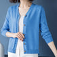 Autumn and Winter Clothing Solid Color Button Cardigan Casual Loose V-neck Sweater