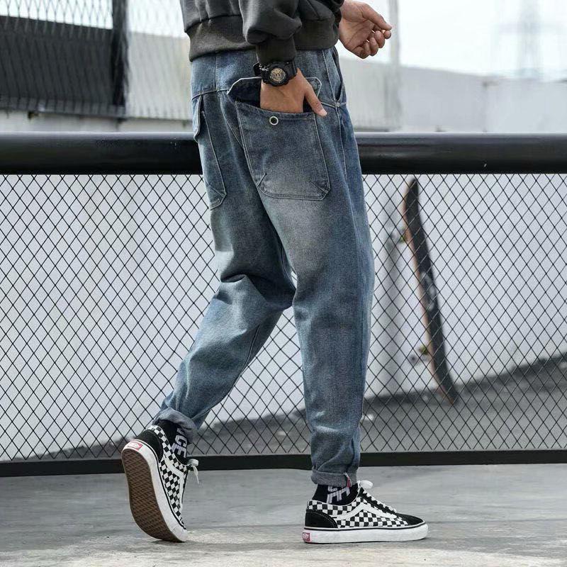 Work Clothes Jeans Men's Loose Trend High-waist Washed Teenager Students All-match Casual Pants