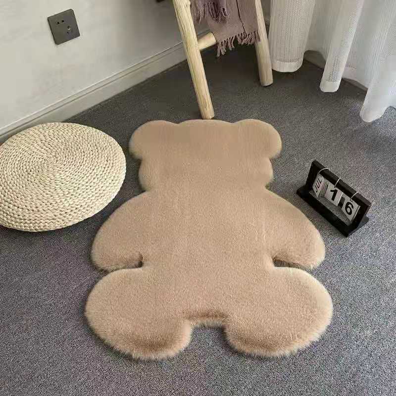 Nordic Cute Bears Carpet Bedroom Children's Bedside Blanket Plush Decoration Imitation Rabbed Cartoon Pad