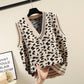 Leopard V-neck Sweater Vest Women's Loose Wild Pullover Knitted Sleeveless Sweater