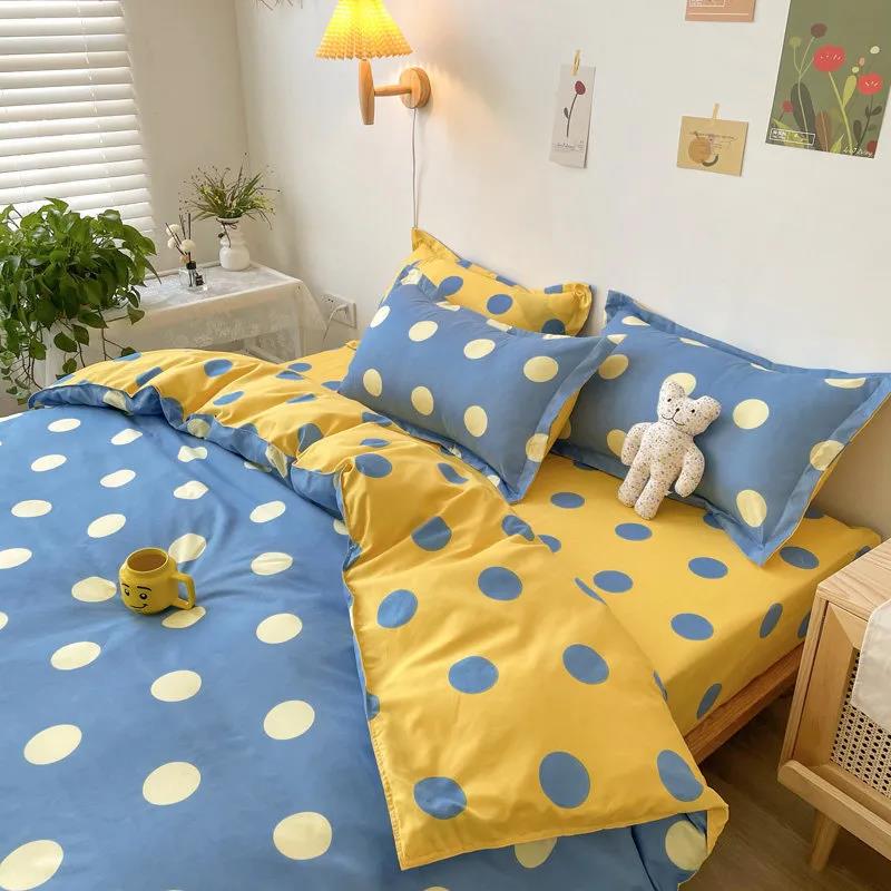Four Seasons Universal Bed Sheet Quilt Cover Cotton Four-piece Student Dormitory Single Double 1.8m 2.0m Bedding Set