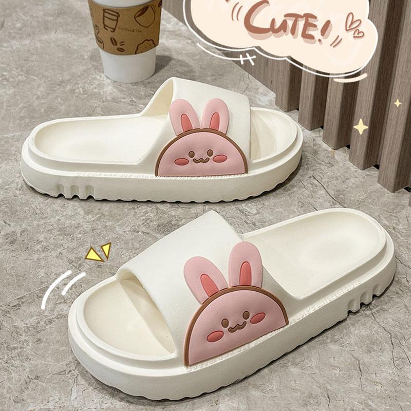 Cute Slippers Men Summer Cartoon Rabbit Home Couple Slippers Bathroom Non-slip Home Sandals Women Summer Outdoor Wear