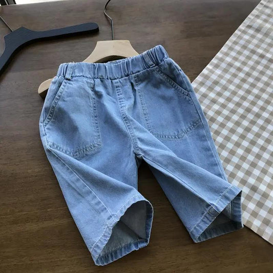 Boys' Jeans Shorts Summer Clothes Children's Cropped Trousers Large Children's Clothes Middle Pants, Thin Section