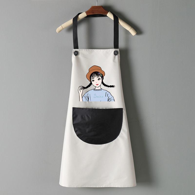 Apron Female Household Kitchen Waterproof and Oil-proof Japanese Cute Nail Coffee Shop Work Clothes Cute Household Apron