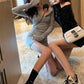 Pofulove ship skirt was thin skirt exy slim long-sleeved high waist dress female temperament