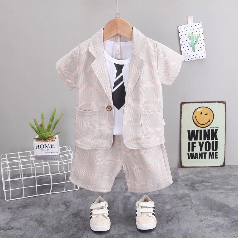 Boys Small Suit Three-piece Summer New Short-sleeved Suit Baby Handsome Shorts British Style Sub-suit Tide
