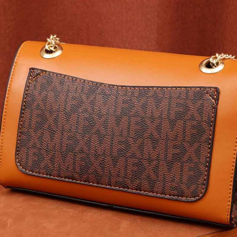 Ladies Leather Texture Brown Bag Camellia Casual Fashion Versatile One Shoulder Messenger Bag