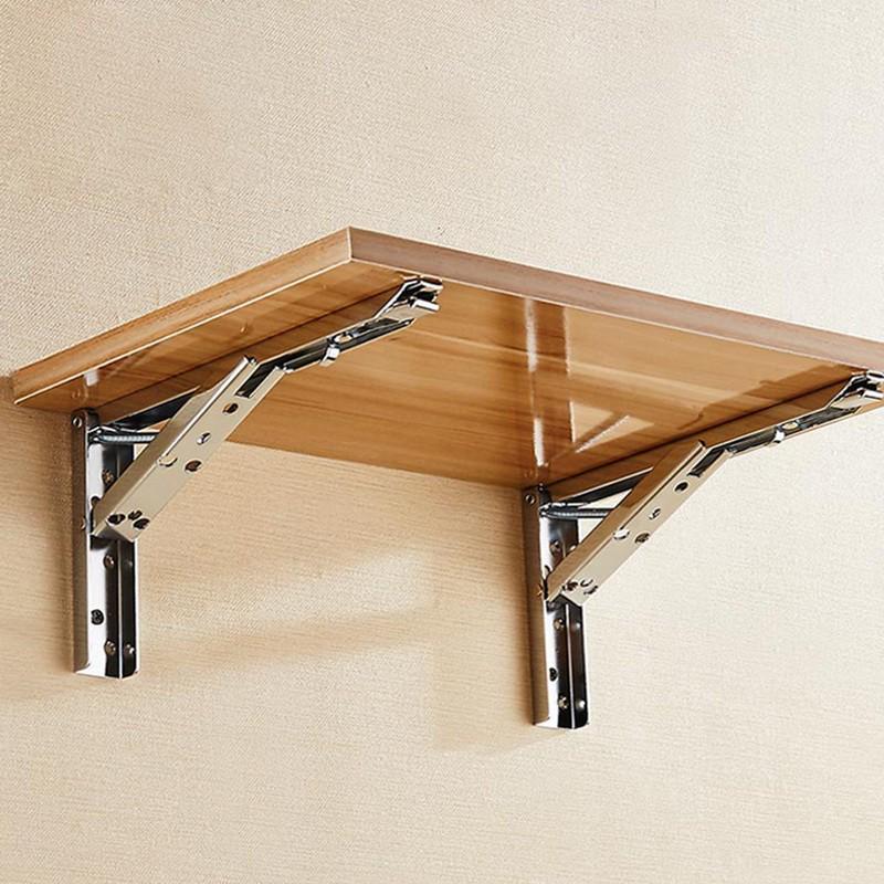 2x 8-14 Inch White Folding Angle Bracket DIY Home Table Bench Adjustable Wall Mounted Durable Bearing Shelf Bracket