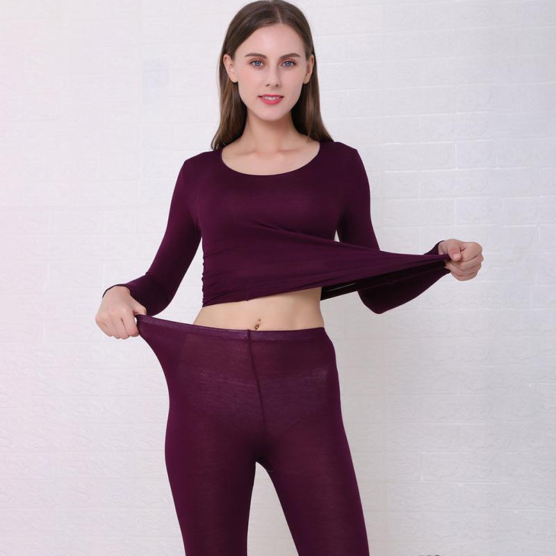 Women Long Sleeve Thermal Underwear Women Winter Thicken Tight Suit Sexy Pajamas Autumn Windproof Soft Lining High Elasticity Slim Breathable Wearable