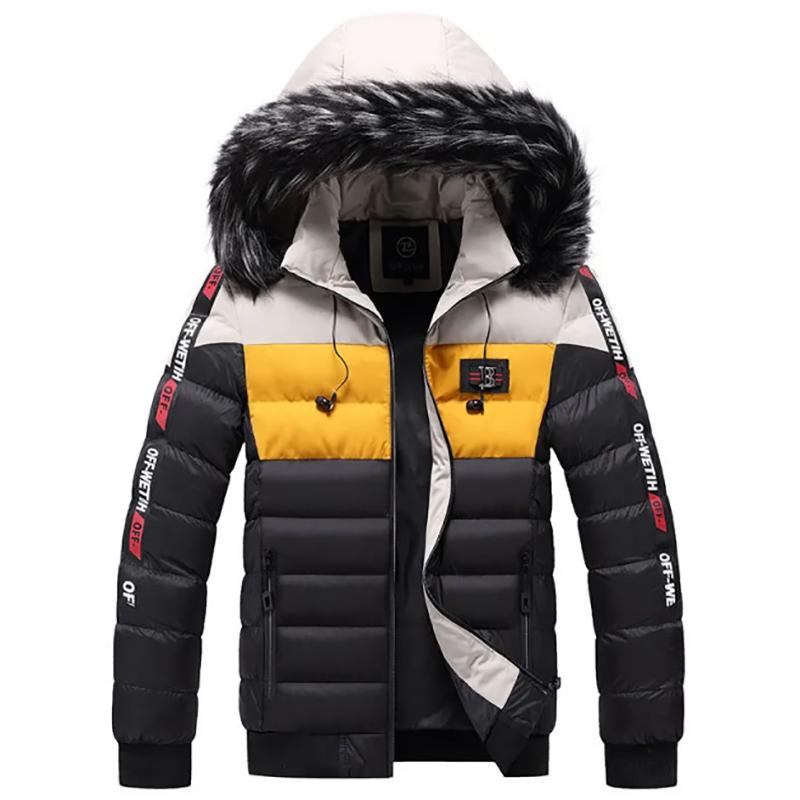 Men's Padded Jacket Men's Thicked Warm Padded Jacket with Detachable Hood Youth Bread Clothes Stand-up Collar Fashion Jacket Men