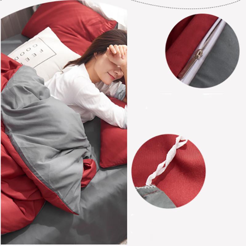 Soft Washed Cotton Bedding Set Twin Queen King Duvet Cover Bed Sheet Pillowcase Adult Solid Color Bedclothes