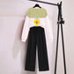 Loose Sweater Wide-leg Pants Casual Suit Women's Two-piece Suit Comfortable Sweat-absorbent Breathable Stitching Sweater Wide-leg Pants Casual Wear
