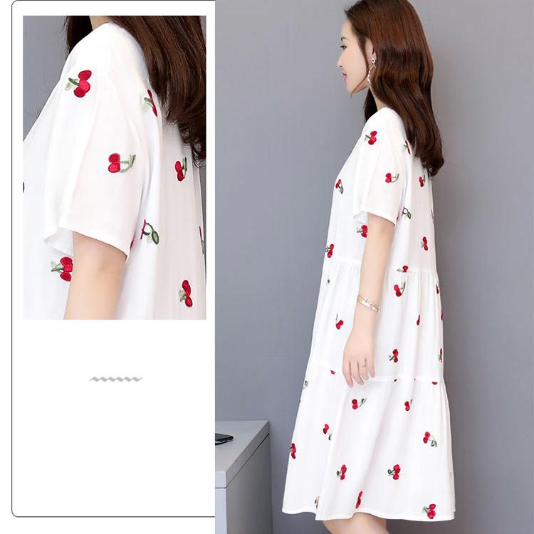 XL-XXXXXXL  Large Size Summer Dress Women Short Sleeve Version Women's Loose Cotton Linen Long Dresses