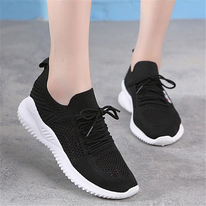 Ladies Flying Woven Sports Shoes Spring and Autumn Mesh Breathable Casual Shoes Non-slip Lightweight Running Shoe