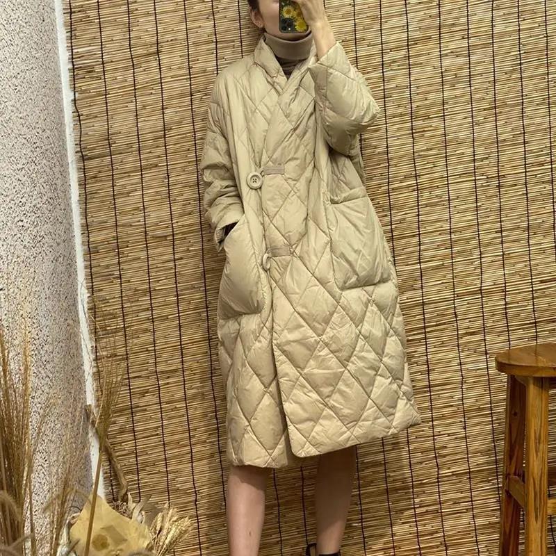 Large Size Down Cotton Jacket Women Mid-length Korean Fashion Stand-up Collar Loose Solid Color Warm Jacket