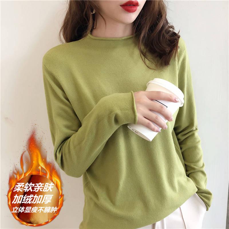 Semi-high collar bottoming shirt loose slim pullover sweater