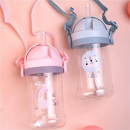 250/350ml Baby Feeding Cup with Straw Children Learn Feeding Drinking Bottle Kids Training Cup with Straw