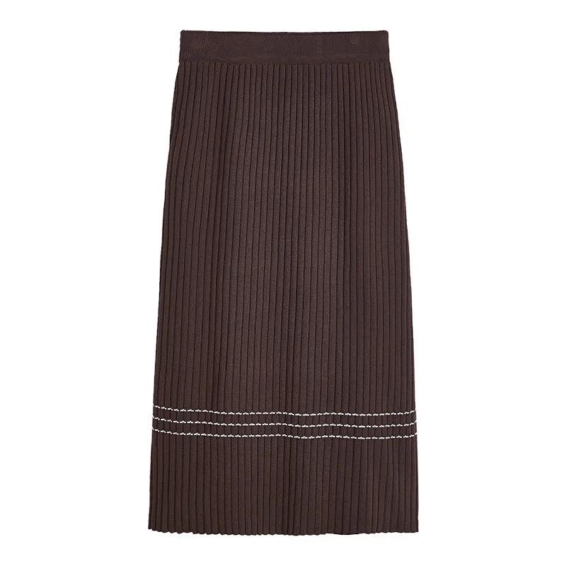 Women's Knitted Half-length Skirt Autumn and Winter Straight High Waist Slimming Loose Large Size A-line Large Skirt Thick Woolen Skirt