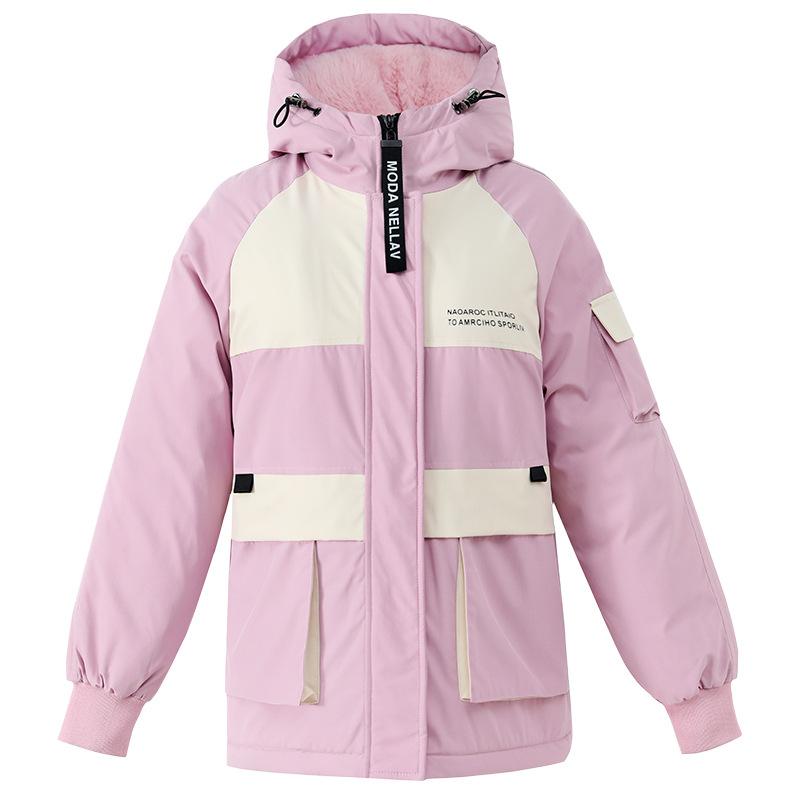 Winter Women's Color Matching Party Overcomes The Loose Short Workwear Padded Jacket