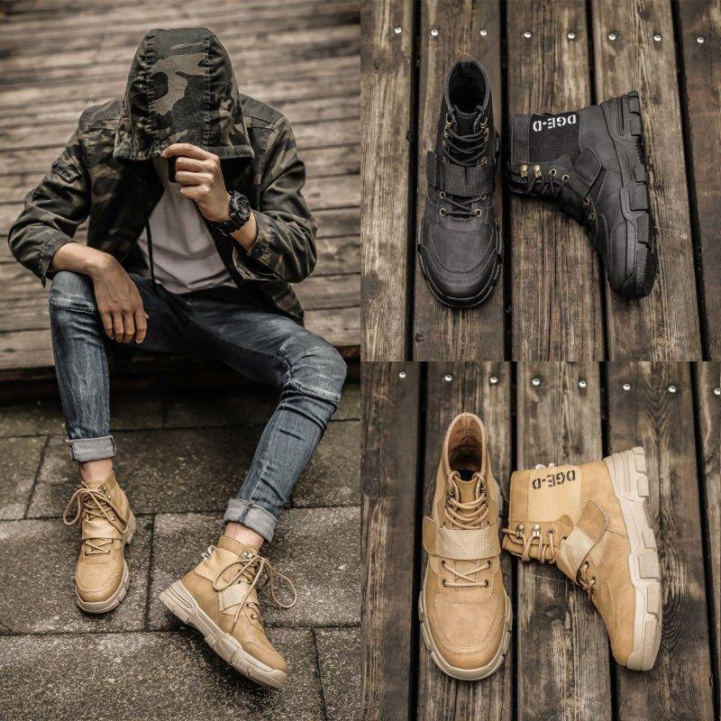 Fashion Men's Martin Boots Warm Working Boots Lace Up Men's Desert Boots Round Toe High Top Shoes