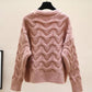 Female Sweet Pearl V-neck Knitted Cardigan Women's Autumn and Winter Versatile Short Knitted Tops