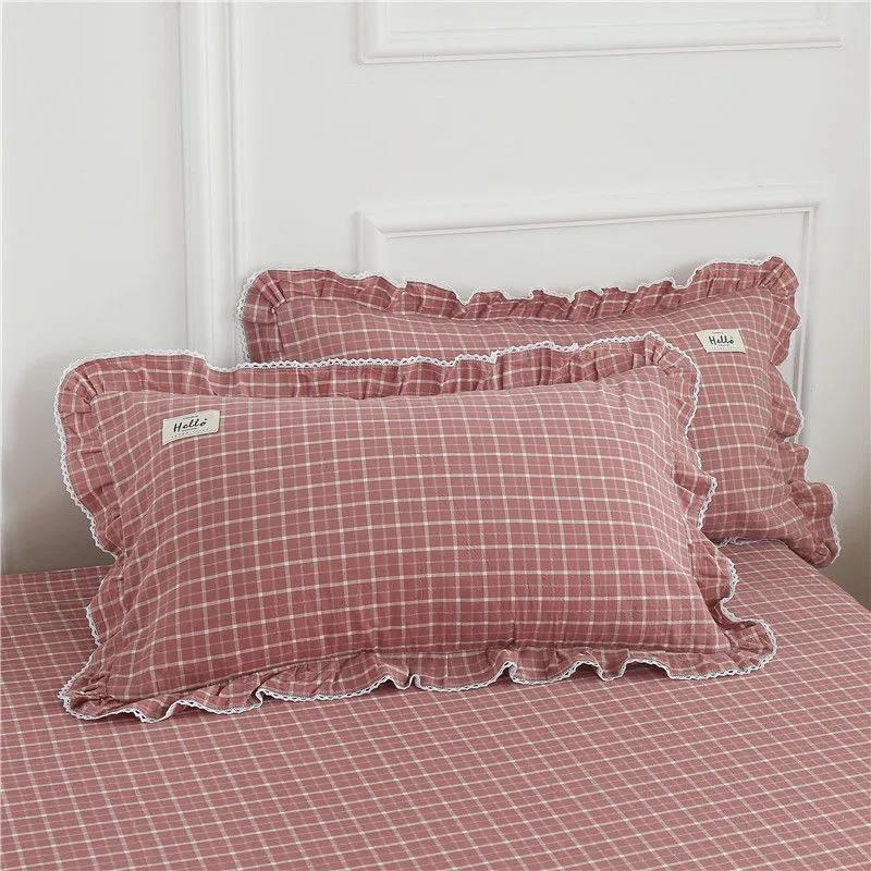 Washed Cotton Cotton Side Pillowcase Solid Color Cotton Pillowcase Pillow Core Cover 48*74cm