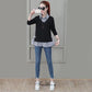 Cotton Plus Size Fake Two-piece Blouse Fall Loose Long Sleeve Sweater Women