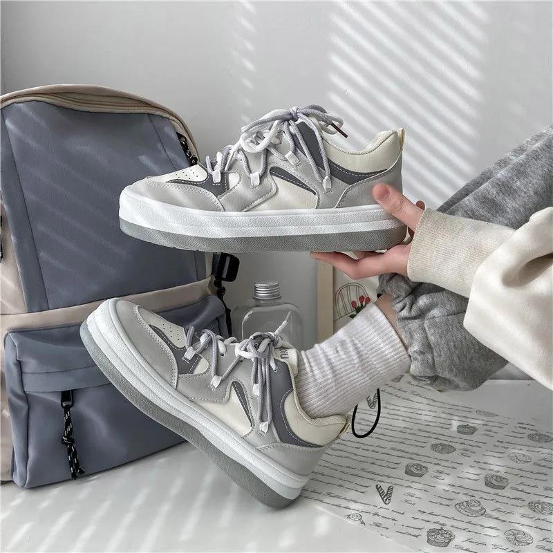Ins Tide All-match Hong Kong Style Student Casual Sports Shoes Female White Shoes Korean Color-blocking Street Clapper Shoes
