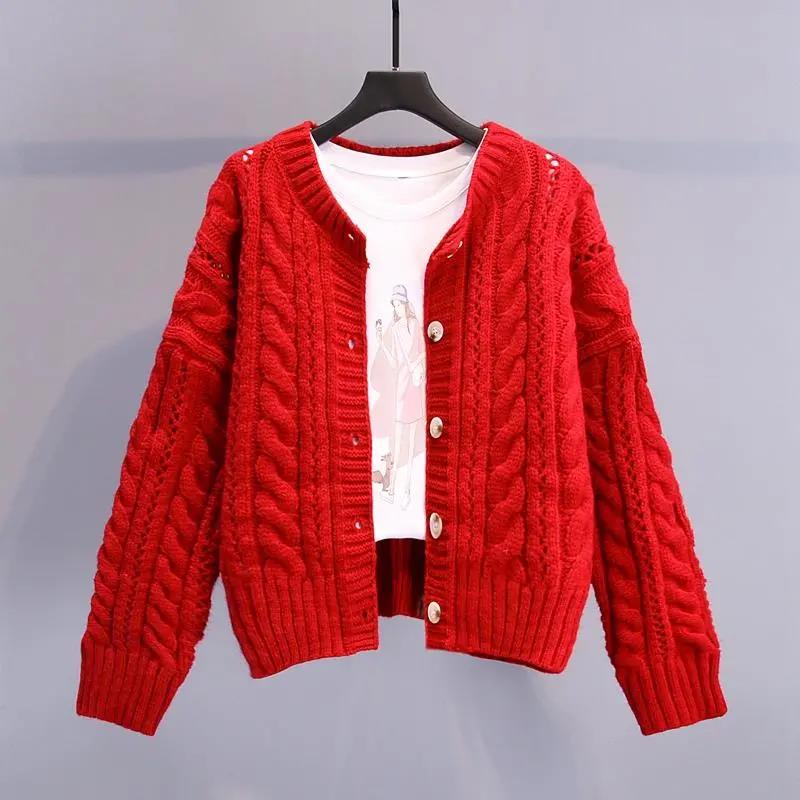 Women Short Cardigan Knitted Sweater Autumn Winter Long Sleeve V Neck Jumper Cardigans Casual Streetwear Fashion Pull Femme Coat