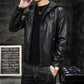 Men's Leather Jacket Autumn Fashion Youth Motorcycle Leather Sheep Leather Hooded Jacket Men