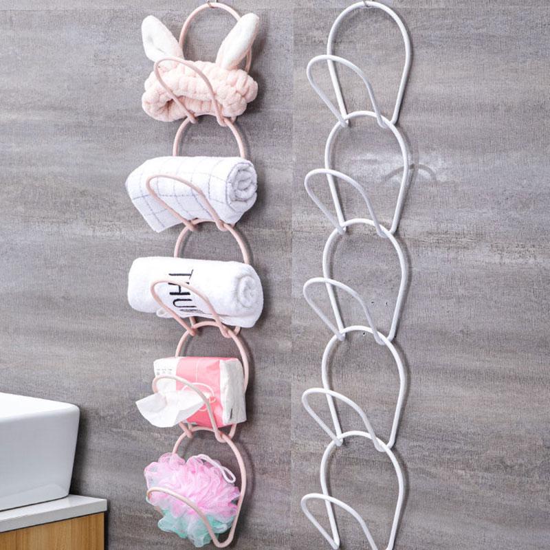 5PCS Household Coat Rack Free Punching Bedroom Hanging Hat Storage Rack Behind The Door Wall-mounted Hat Rack Bathroom Towel Rack Household Hat Rack