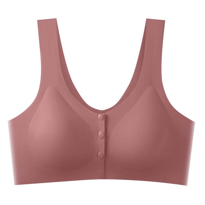 Large Size Ladies Latex Underwear Front Buckle Bra Seamless Pregnant Women Breastfeeding Vest Gathered Anti-sagging Breathable Adjustable Bra