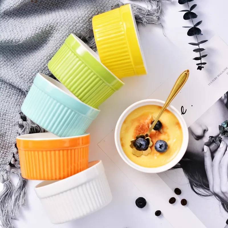 Nordic Household Single Baking Bowl Baked Dessert Pudding Cute Ceramic Bowl Steamed Egg Mold Small Bowl