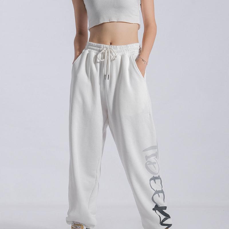 White Sports Pants Women's Summer Beamed Feet Loose Wild Trend Straight Casual Pants High Waist Thin Harem Pants Tide