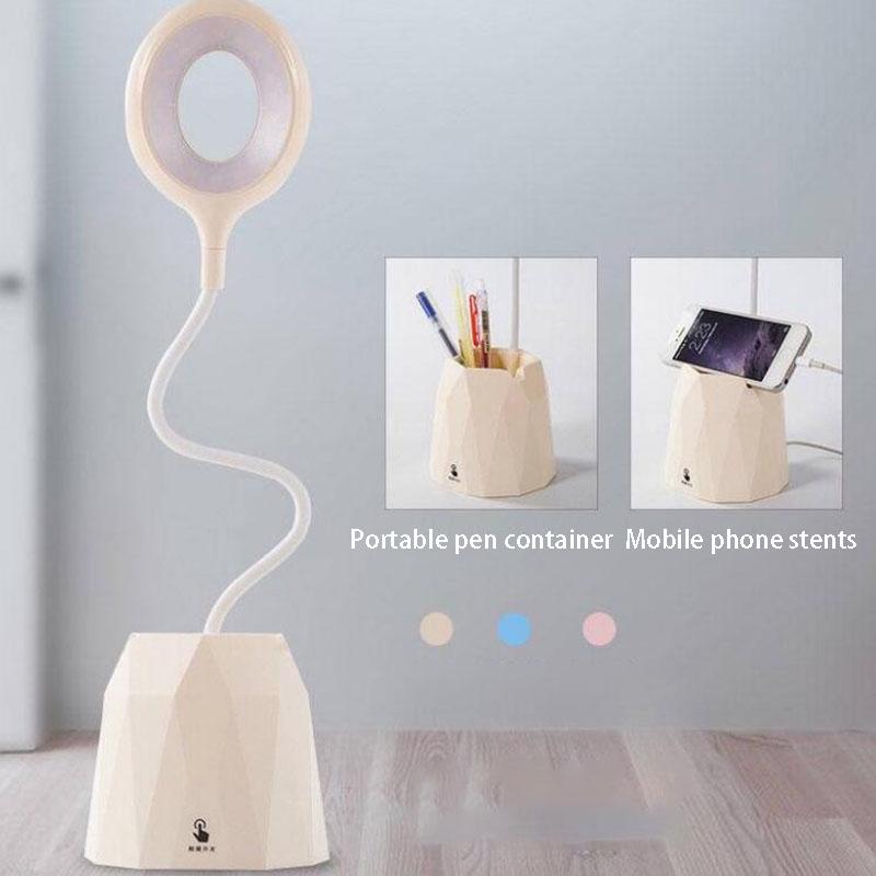 USB Rechargeable LED Desk Lamp Touch Dimming Adjustment Table Lamp for Reading Study Bedside Bedroom