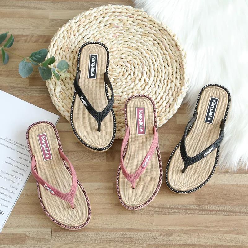 Slippers Women's Outer Wear Sandals Flip Flops Summer Casual Fashion Flat Feet Flat Heels Non-slip One Size Smaller