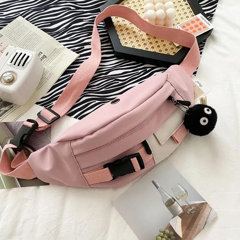 South Korea Ins Canvas Bag Female Chest Bag Male Japanese Korean Version of Harajuku Wild Waist Bag Tooling Student Messenger Bag Tide Bag