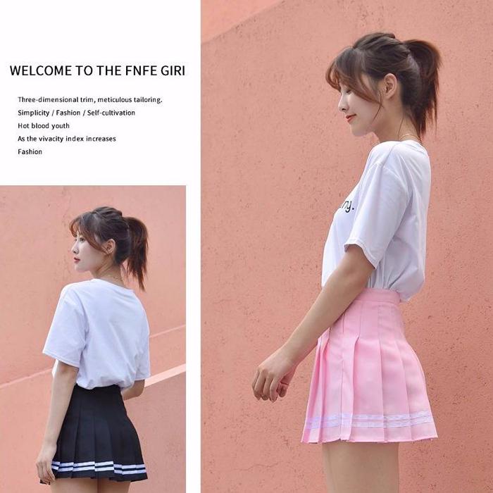 Summer Women Pleated Skirt College Style Anti-lightening Thin High Waist Sexy Mini A-line Skirt