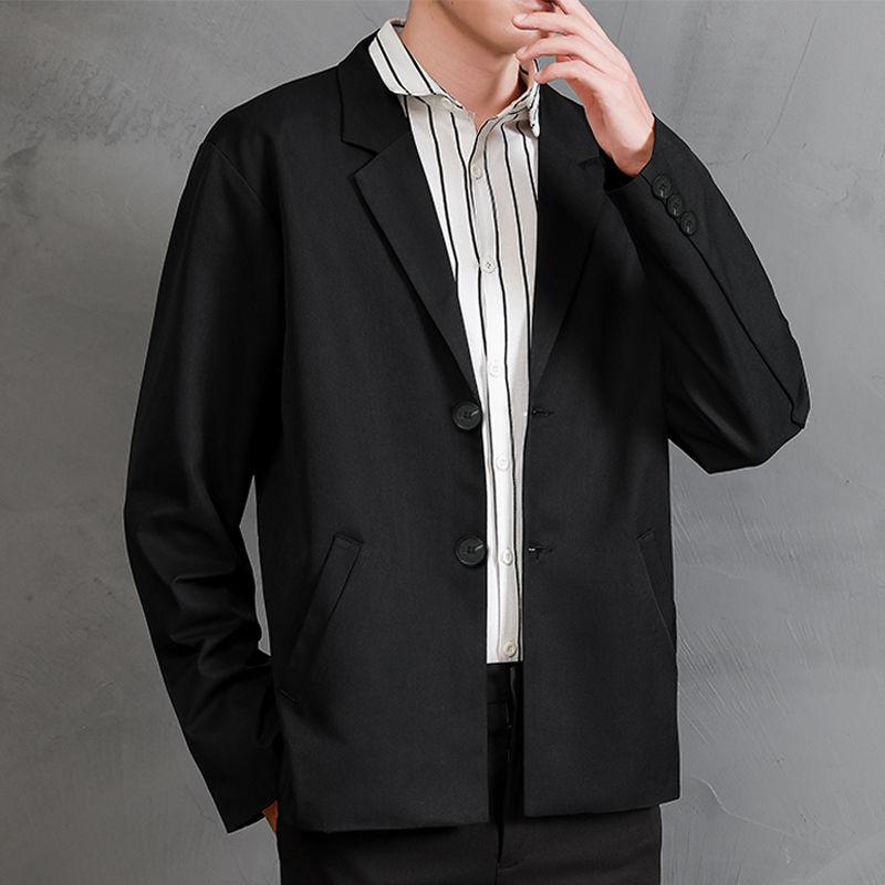 Men's Casual Top Loose Suit Jacket Short Suit Uniform Long-sleeved Warm Jacket Simple Design Temperament Handsome Jacket