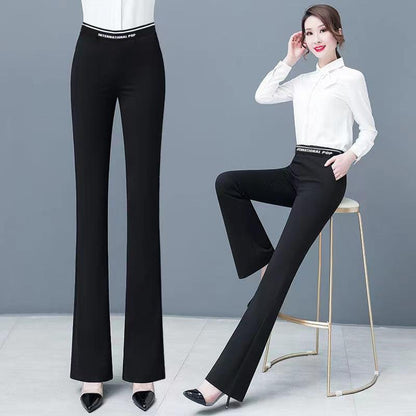 Pants Women's Autumn and Winter Leggings Plus Velvet Thickening Black Micro Trousers Slimming Casual Flared Pants Outer Wear Trousers
