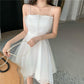 Sexy Woman Tube Top Sling Skirt A-line Dress Leeveless Hollow Out Bare Shoulders Bar Party