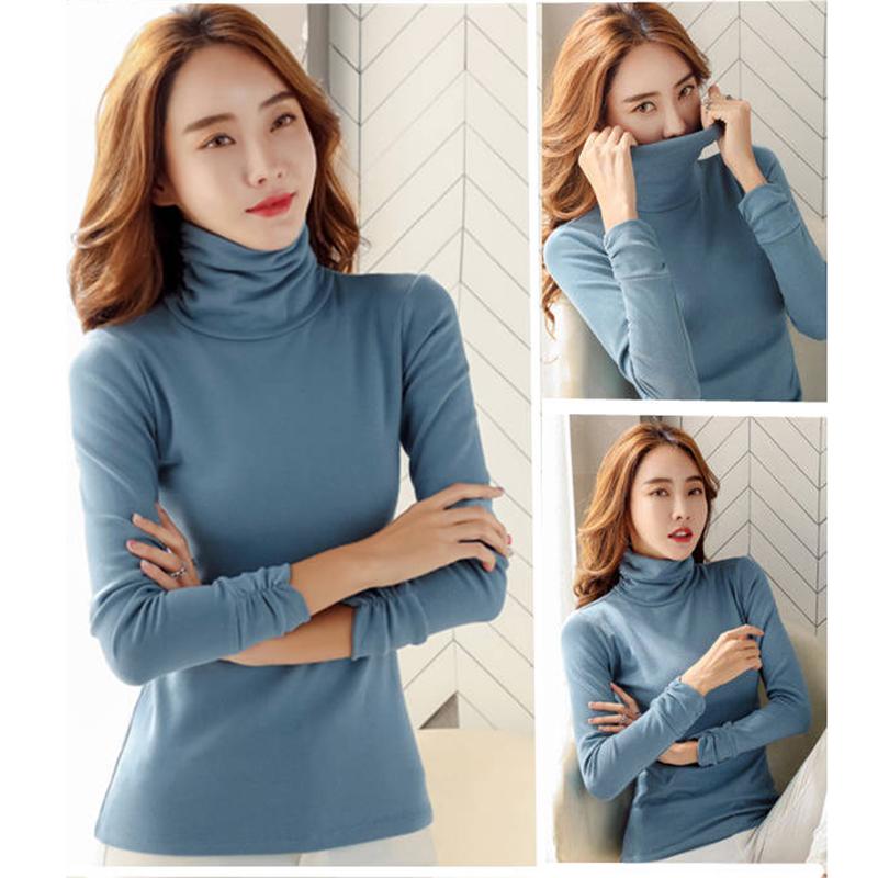 Women sweater wool soft warm Korean knitwear Turtleneck Pullover Sweater Bodycon Basic Thick jumper